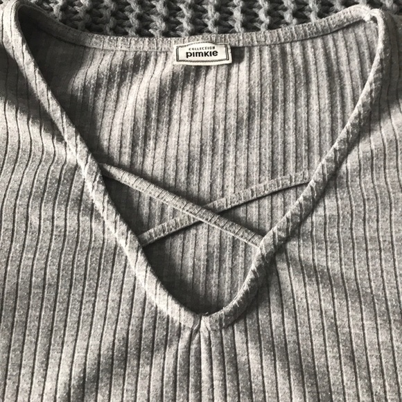 gray criss-cross shirt - Picture 2 of 3